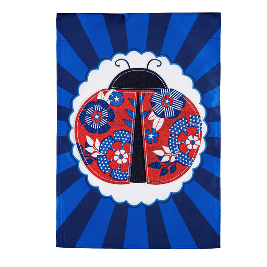 Patriotic Ladybug Garden Applique Flag