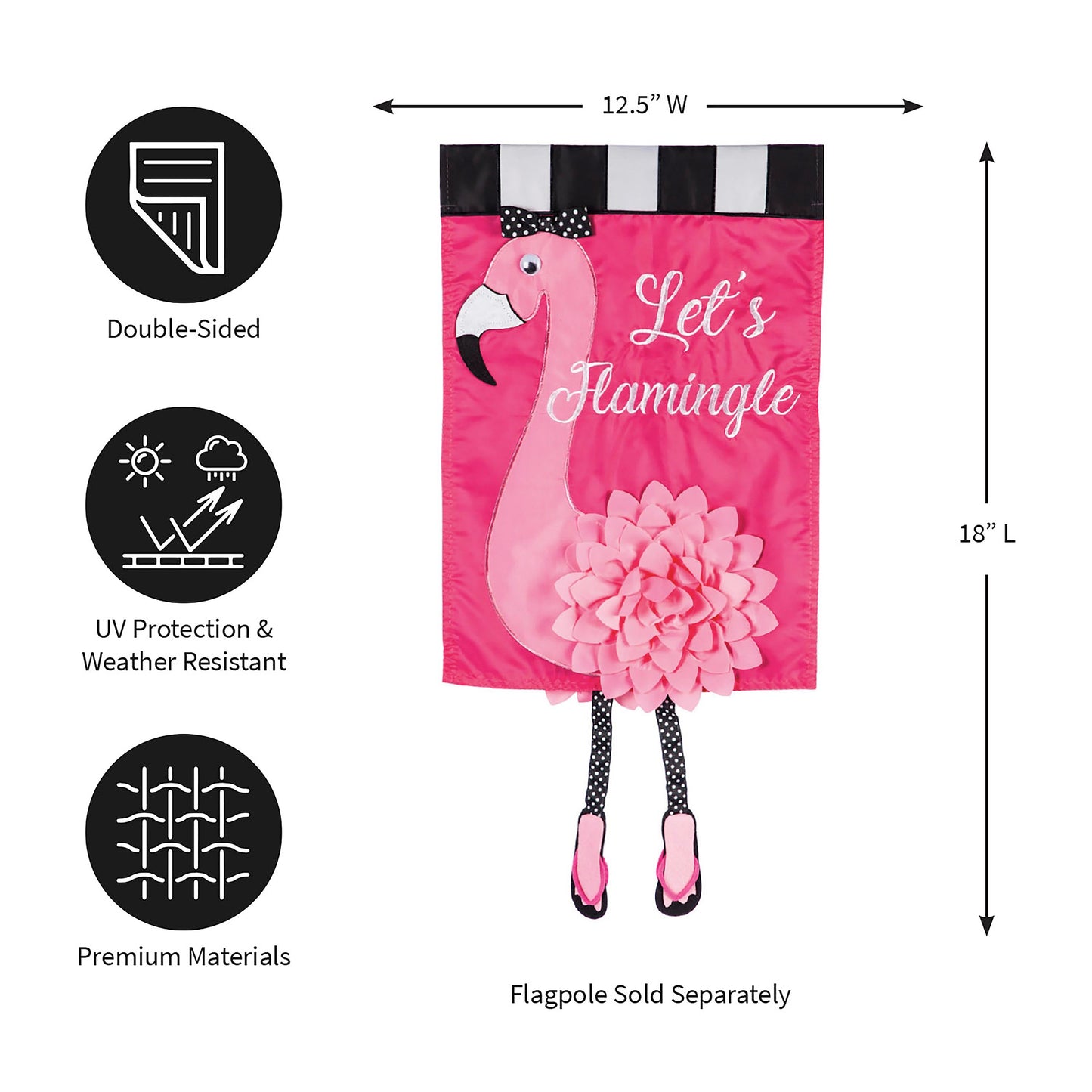 Let's Flamingle Garden Applique Flag