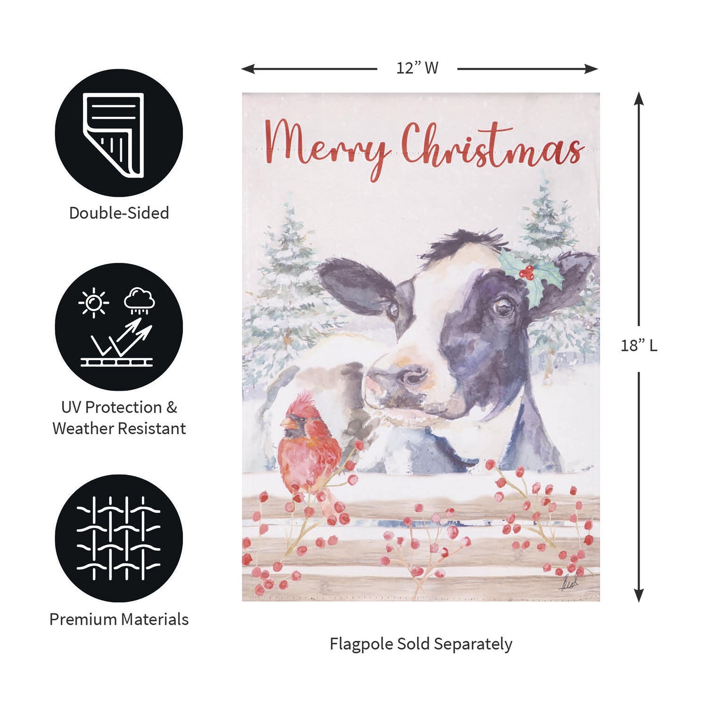 Farmhouse Cow and Cardinal Suede Garden Flag