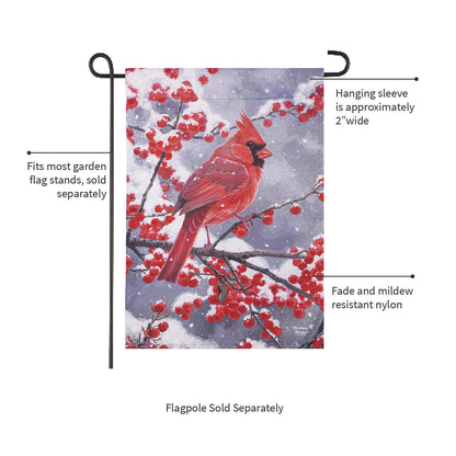 Red Cardinal Suede Garden Flag