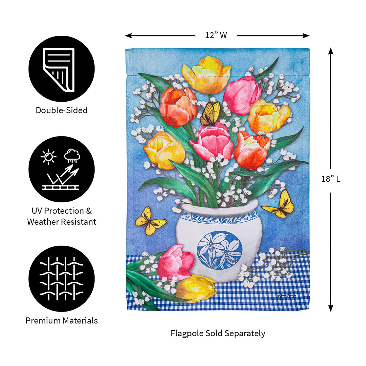 Butterflies and Tulips Suede Garden Flag