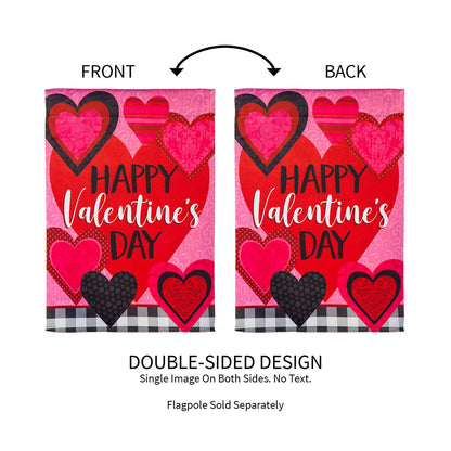 Patterned Valentine's Hearts Garden Suede Flag