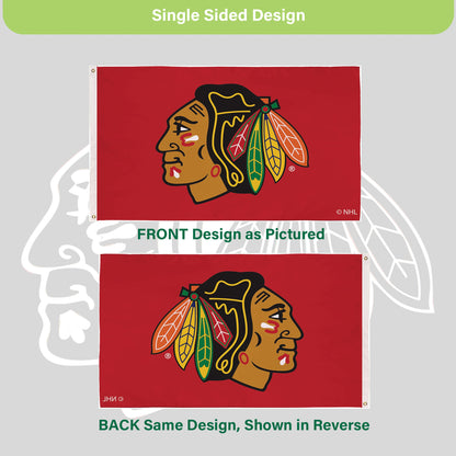 Chicago Blackhawks Single Sided Estate Flag with 2 Grommets, 3'x5'