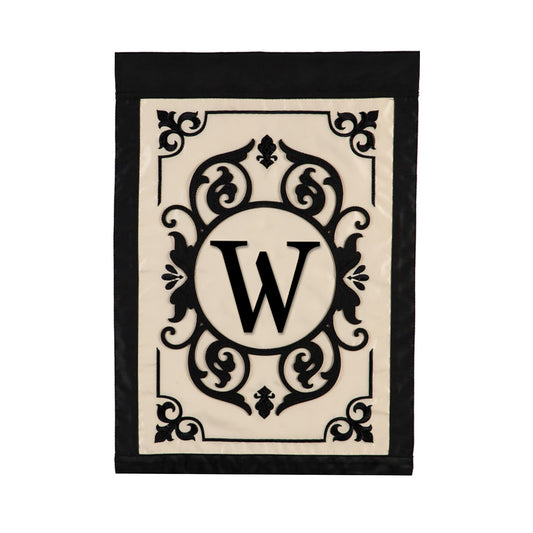 Cambridge Monogram Garden Applique Flag, Letter W