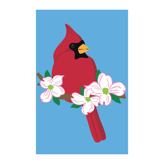 Cardinal With Dogwood Basic Applique House Flag