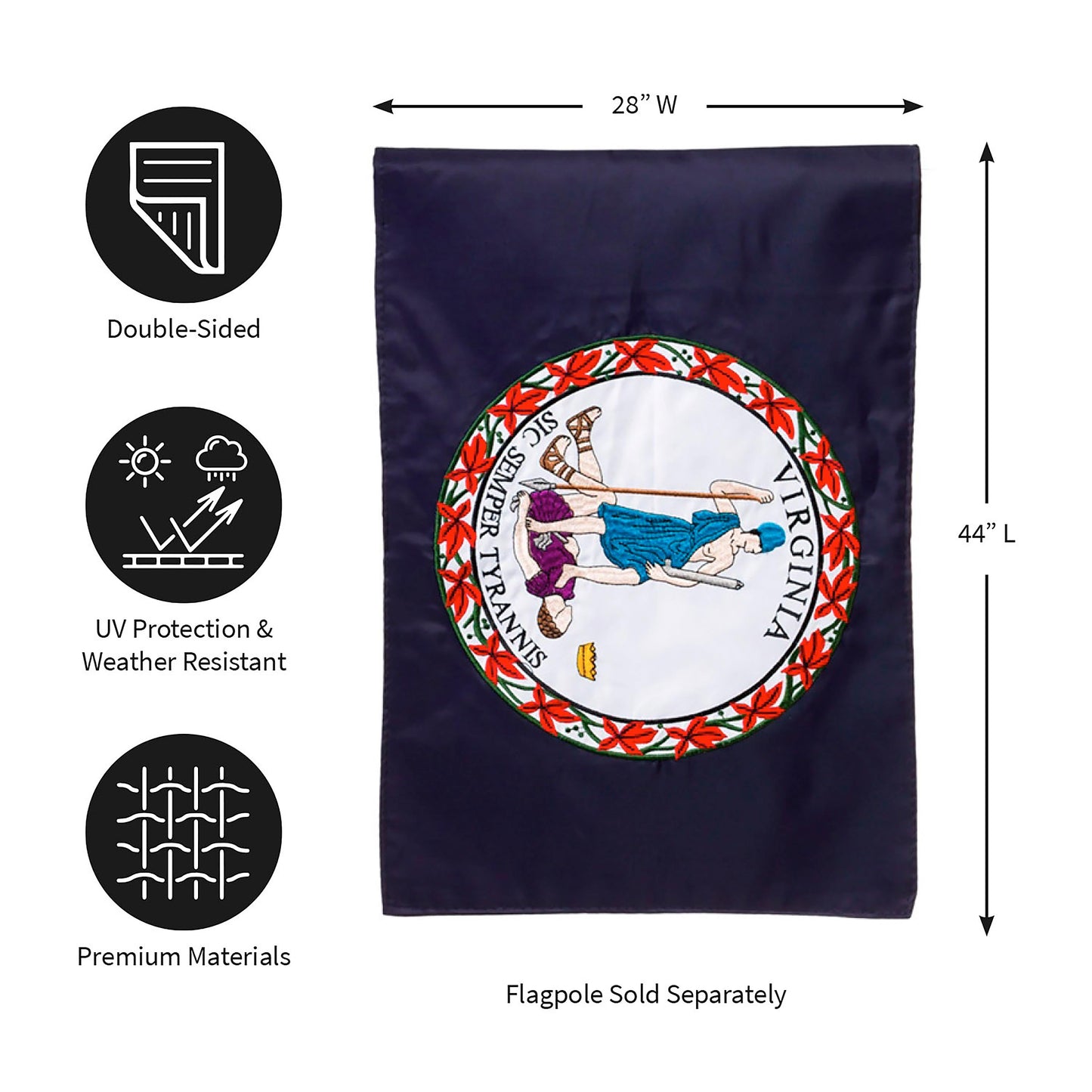 Virginia State Flag House Applique Flag