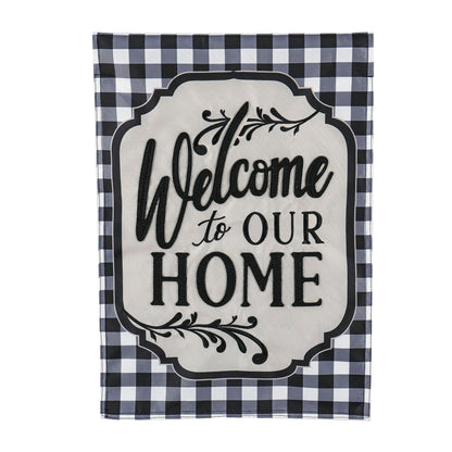 Classic Welcome Home Garden Applique Flag