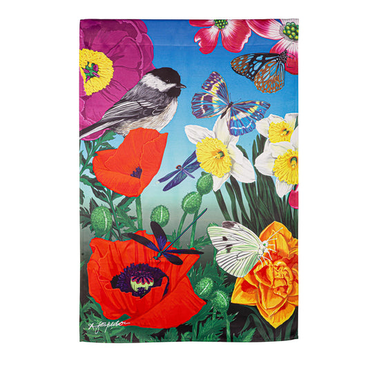 Birds and Flowers Suede House Flag
