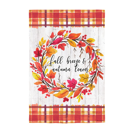 Fall Breeze and Autumn Leaves Moire Garden Flag
