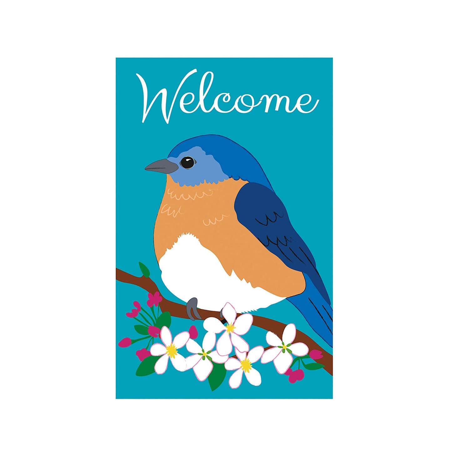 Portly Bluebird Garden Applique Flag