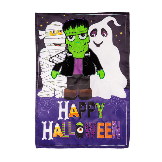Happy Halloween Trio Applique House Flag