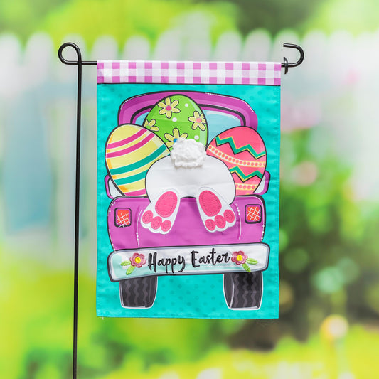 Easter Truck Bunny Bottom Garden Applique Flag