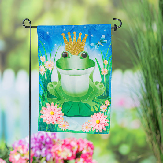 Prince Frog Applique Garden Flag