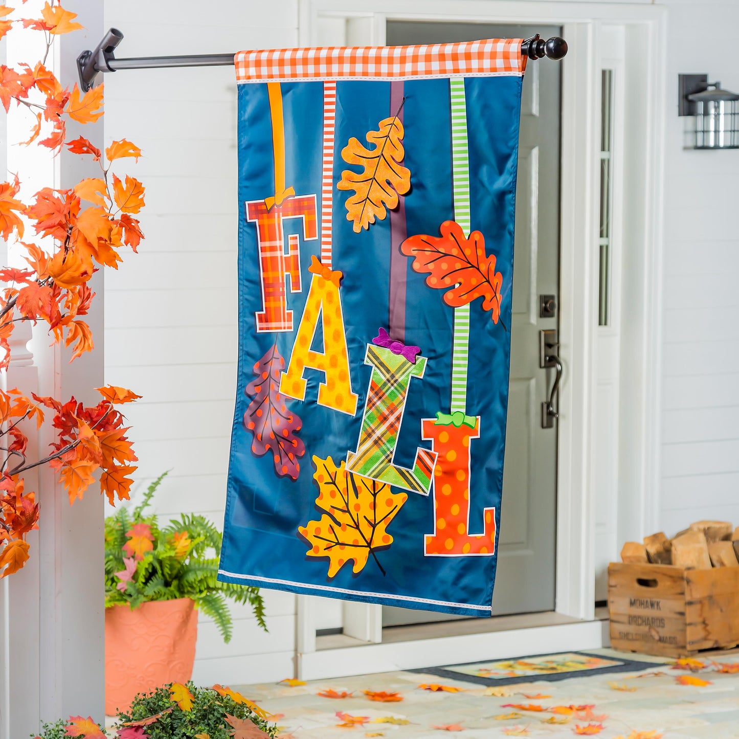 Falling Leaves House Applique Flag