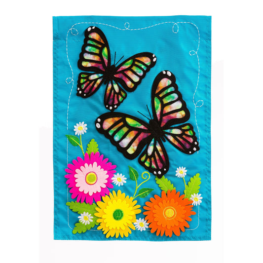 Butterfly Beauty Garden Applique Flag