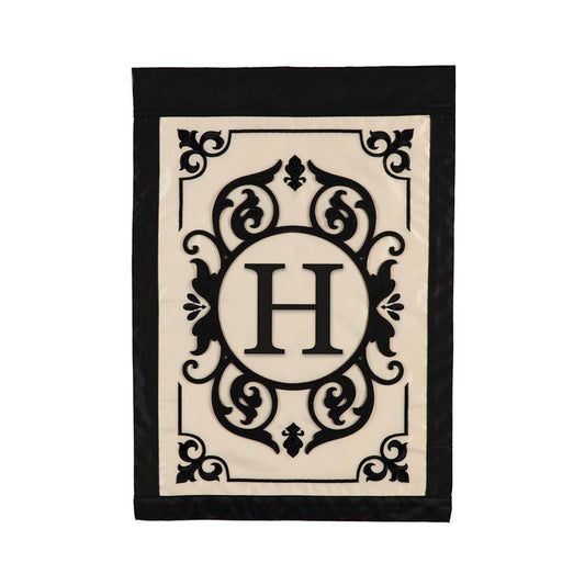Cambridge Monogram Garden Applique Flag, Letter H