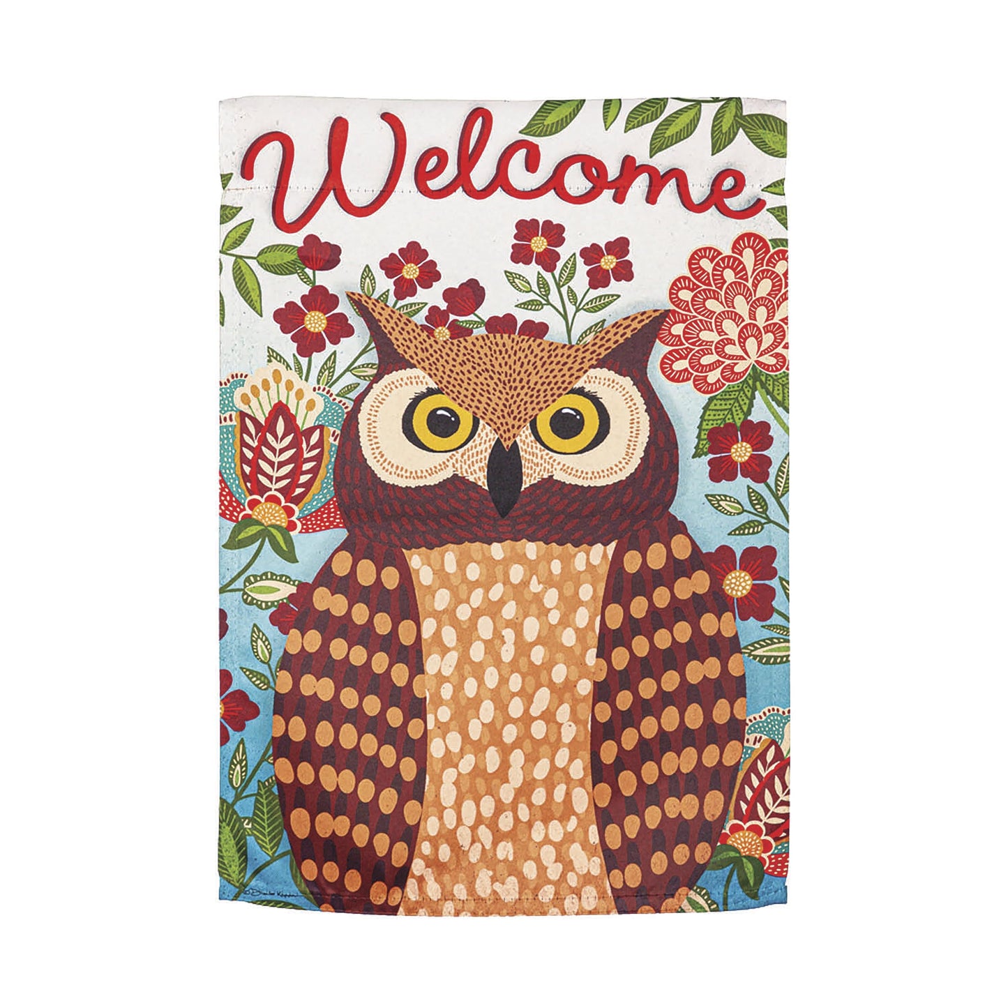 Fall Owl Welcome Garden Suede Flag