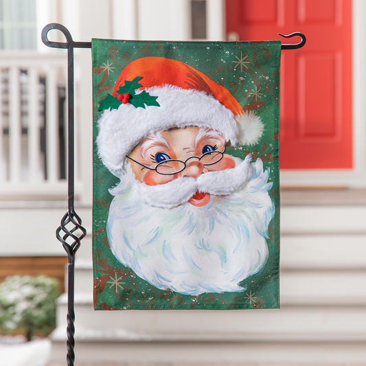 Merry Santa Linen Garden Flag