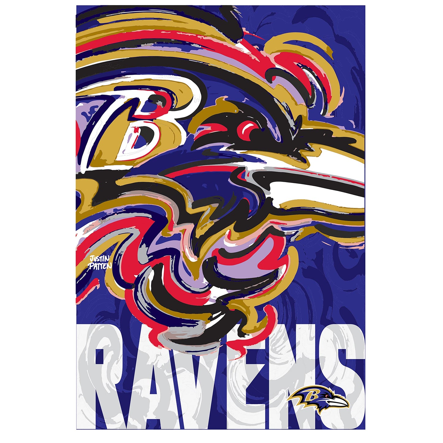 Baltimore Ravens Justin Patten Logo Suede Garden Flag
