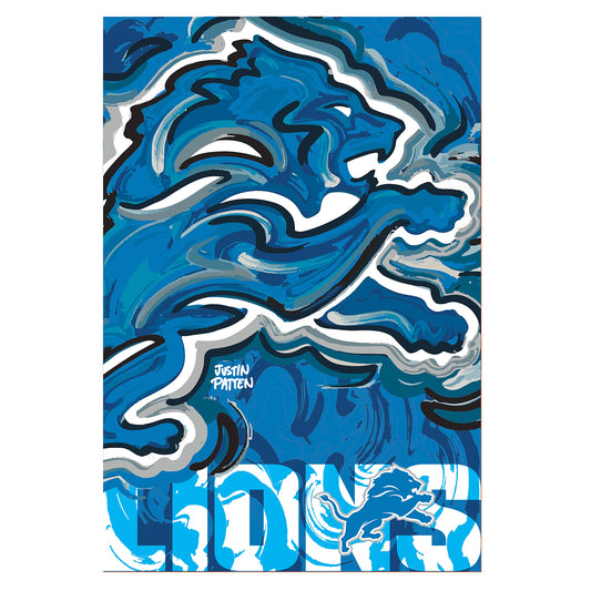 Detroit Lions Justin Patten Logo Suede Garden Flag