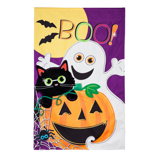 Halloween BOO House Linen Flag