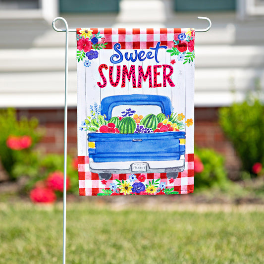 Sweet Summer Truck Garden Suede Flag