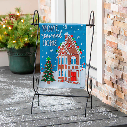 Gingerbread Home Suede Garden Flag