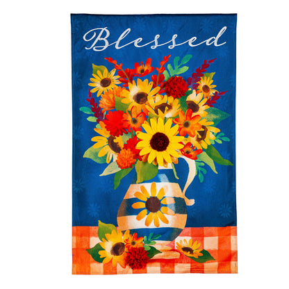 Blessed Floral Arrangement House Linen Flag