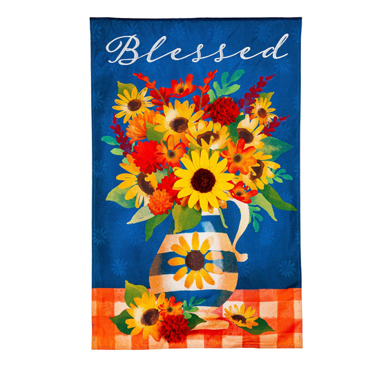 Blessed Floral Arrangement House Linen Flag