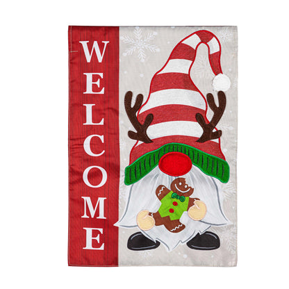 Holiday Gnome Applique Garden Flag