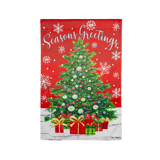 Seasons Greeting Trees Suede House Flag