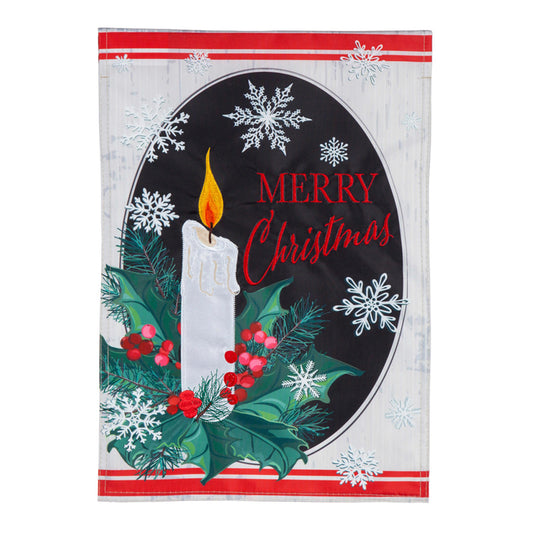 Merry Christmas Holly Applique House Flag