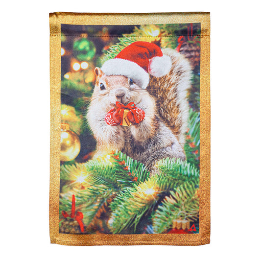 Santa Squirrel Lustre House Flag