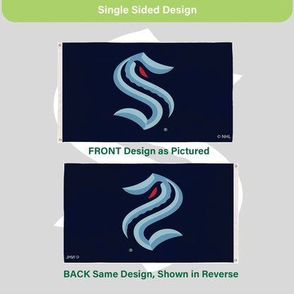 Seattle Kraken Single Sided Flag w/ 2 Grommets, 3'x5'