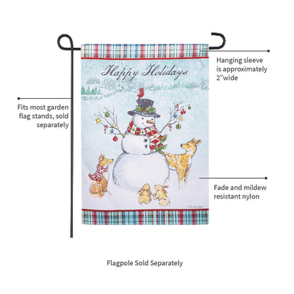 Snowman Holiday Reversible Suede Garden Flag