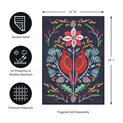 Cardinal Damask Burlap Garden Flag