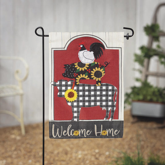 Farm Friends Burlap Garden Flag