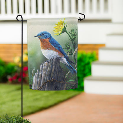 Eastern Bluebird Suede Garden Flag