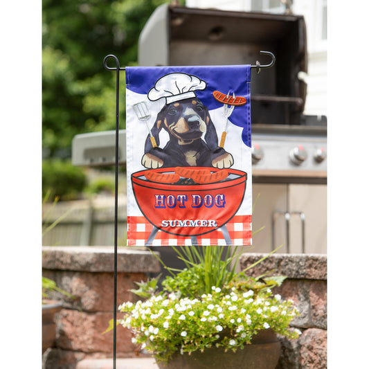 Hot Dog It's Summer Applique Garden Flag