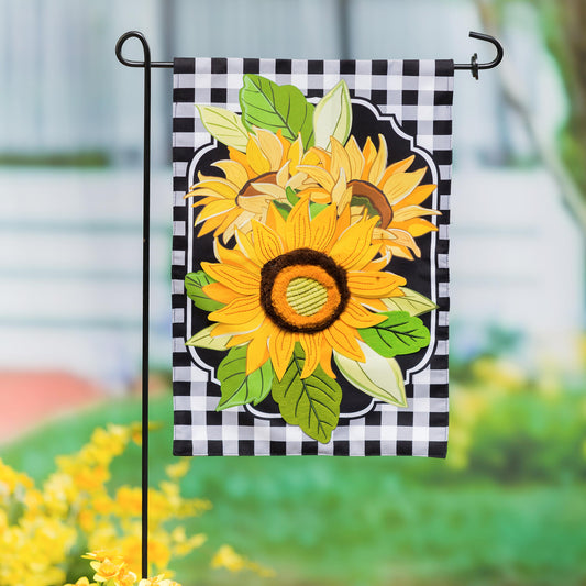 Sunflowers and Checks Garden Linen Flag