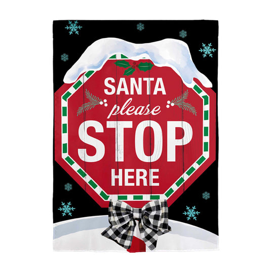 Santa Please Stop Here Applique House Flag