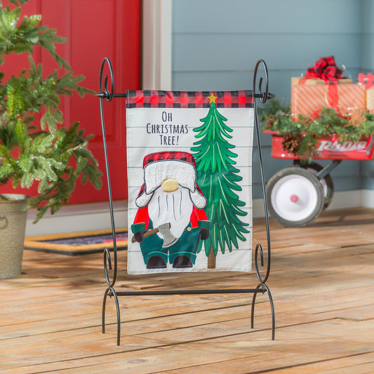 Lumberjack Gnome Applique Garden Flag