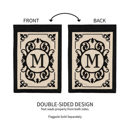 Cambridge Monogram Garden Applique Flag, Letter M