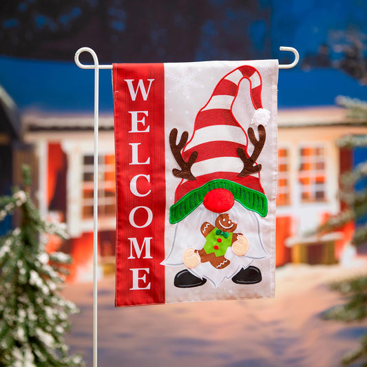 Holiday Gnome Applique Garden Flag