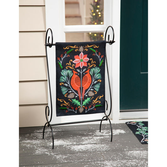 Cardinal Damask Burlap Garden Flag