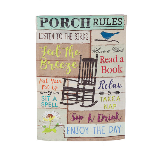 Porch Rules Garden Suede Flag