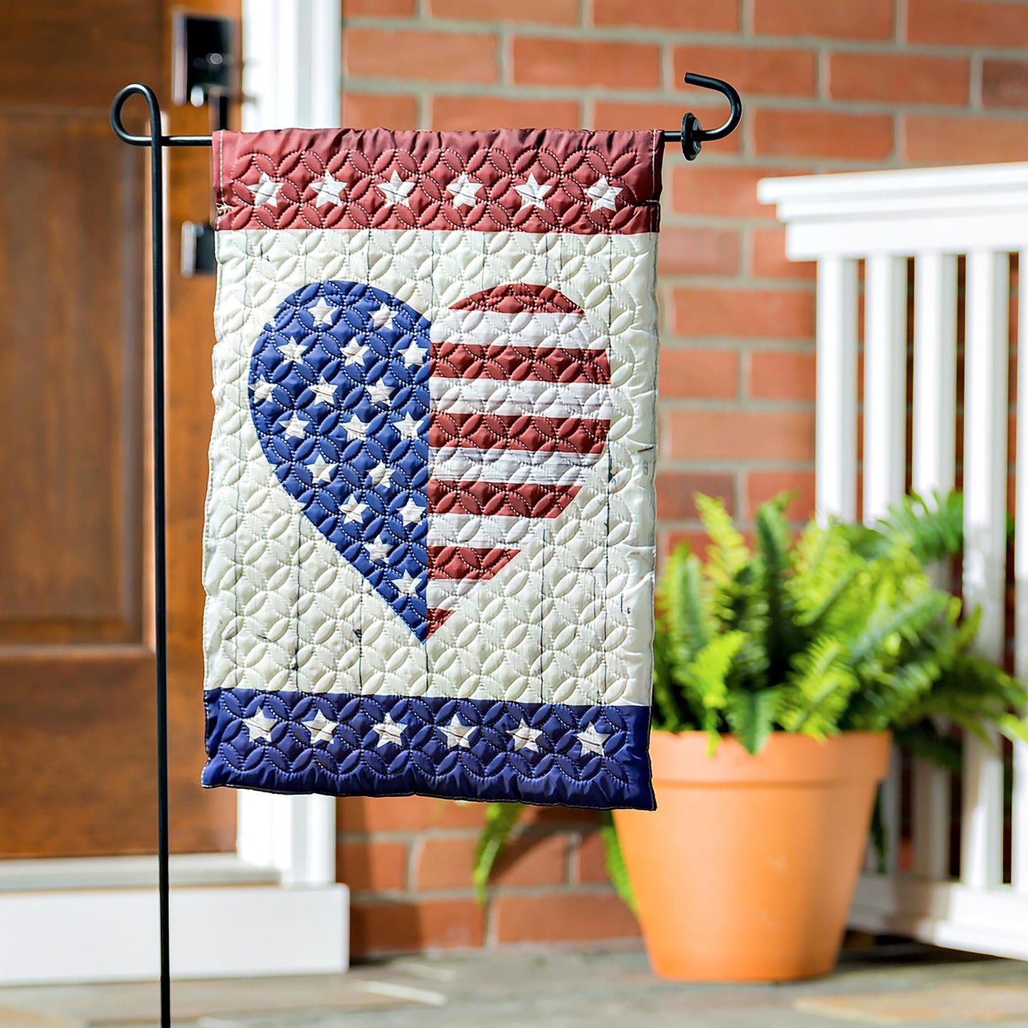 Stars & Stripes Heart Garden Quilted Flag