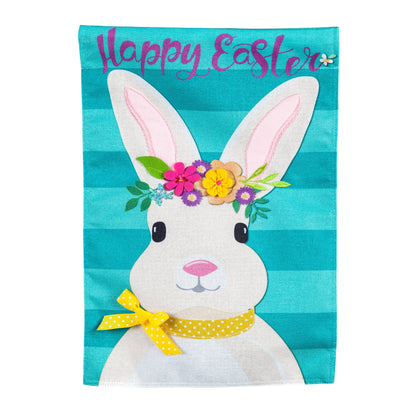 Easter Bunny Garden Burlap Flag