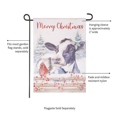 Farmhouse Cow and Cardinal Suede Garden Flag