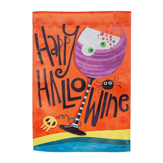 Happy Hallowine Suede Garden Flag